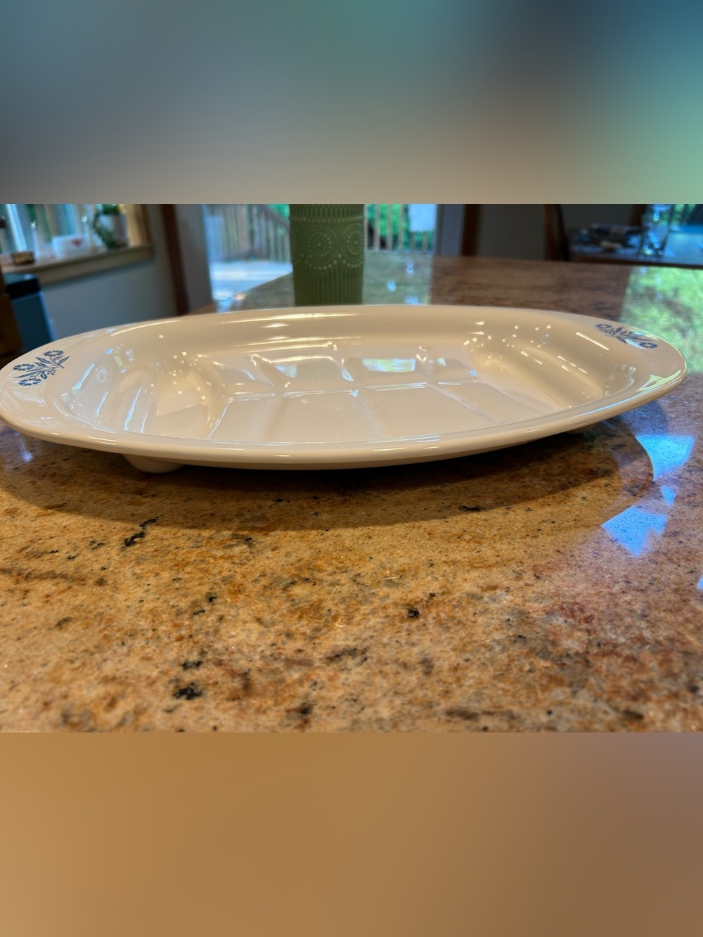 Corningware #P-19 Vintage Oval Platter Blue Cornflower 1950’s Flame Brand-stamp. - Picture 7 of 7